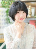 ■黒髪ナチュラルカラー前下がりショート114志木20代30代40代