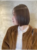 ミニボブにブリーチなしのグレージュカラー＊20代/30代/40代