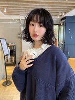 プードルパーマウェーブミディアムボブパーマ