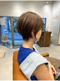 小顔ショートボブカラー大人ショートボブひし形ショートカット