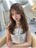 ワンレン クラゲヘア ラベンダー 韓国巻き くすみベージュ