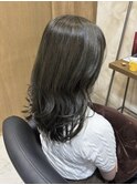 オリーブグレージュツヤ髪ロングくすみ透明感髪質改善カラー