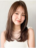 小顔カット暗めカラー愛されこなれヘア斜めバング#404f0926