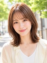 ロティー 天神(loty)&nbsp;ミディアムレイヤー くびれヘア 小顔カット 似合わせ 髪質改善
