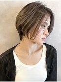 大人外国人風ショートレイヤーボブ 前下がりボブ A0401
