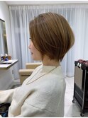 前髪なし小顔ひし形丸み耳掛けショート20代30代40代50代（蘭）