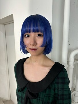 レコ 渋谷(LECO) ケアブリーチディープブルーハイトーンボブ