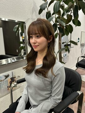 ハイフン 伊勢崎(hyphen) 韓国ヘア☆オリーブベージュ☆顔まわりカット