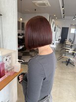 シェル 津山の手店(shel)&nbsp;ピンクラベンダー、切りっぱなしボブ