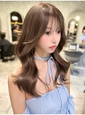 韓国ヘア　レイヤーカット　顔周りカット　ブリーチなしカラー