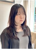 ダークブラウン/レイヤーカット/美髪矯正