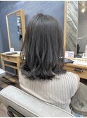 グレーアッシュ/ミディアムヘア/透明感カラー/我孫子