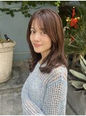 レイヤー/ミディアム・ロング/20代/顔周り/ブラウンベージュ