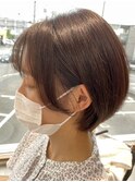 大人ショートボブショートインナーカラー丸みショートカット