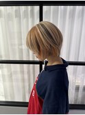 デザインカラー(オレンジ/ブラウン)メッシュカラー/ウルフヘア