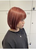 ピンクベージュ ミニボブ