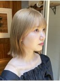 顔まわりカット　透明感カラー 似合わせ　小顔ボブ 