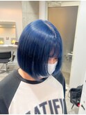 navy blue ボブ/川崎/ハイトーンカラー