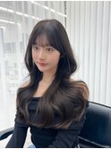 韓国ヘア　2wayバング  レイヤーカット くびれヘア  顔周り