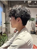 ビジネスパーマ メンズパーマ メンズカット シャドウパーマ 眉毛