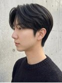 毛流れセンターパートツーブロックワックスなしニュアンスパーマ