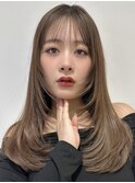 地毛ハイライトハッシュカットヨシンモリピンクフレンチバング