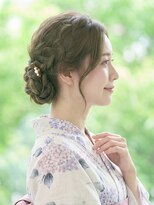 と和 巣鴨 浴衣に♪大人上品なふんわり編み込みシニヨン
