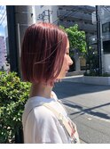 ボブ/切りっぱなし/ハイトーン/ピンク