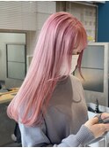 パールピンクハイトーンブリーチカラーロングヘアmaaya