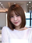 韓国風レイヤーカット髪質改善ダブルカラーミルクティーベージュ