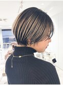 ショートボブアンブレラカラーハイライトホワイトブロンド