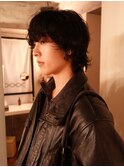 メンズボブウルフメンズミディアムレイヤーカットメンズウルフ