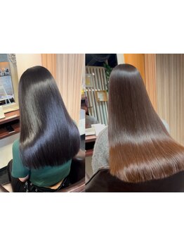 髪のダメージを最小限に抑えた縮毛矯正とストレート技術で、自然で艶やかな仕上がりをお約束します♪