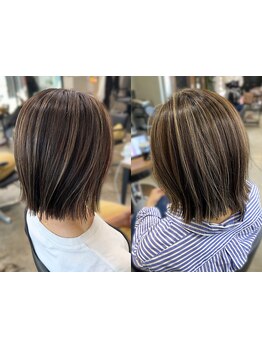 オーガニックでも明るく楽しめる白髪染め＊繊細な白髪ぼかしハイライト【朝6時営業/レイヤーカット】