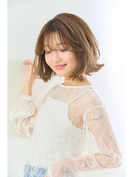 ミディアムパーマ/コテ巻風パーマ/くせ毛風パーマ/大人ボブ