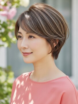 レヴィア(REVIA) 白髪ぼかしハイライトブリーチミルクティーベージュ