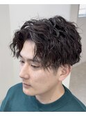 桑名メンズパーマツイストスパイラルパーマッシュウルフカット