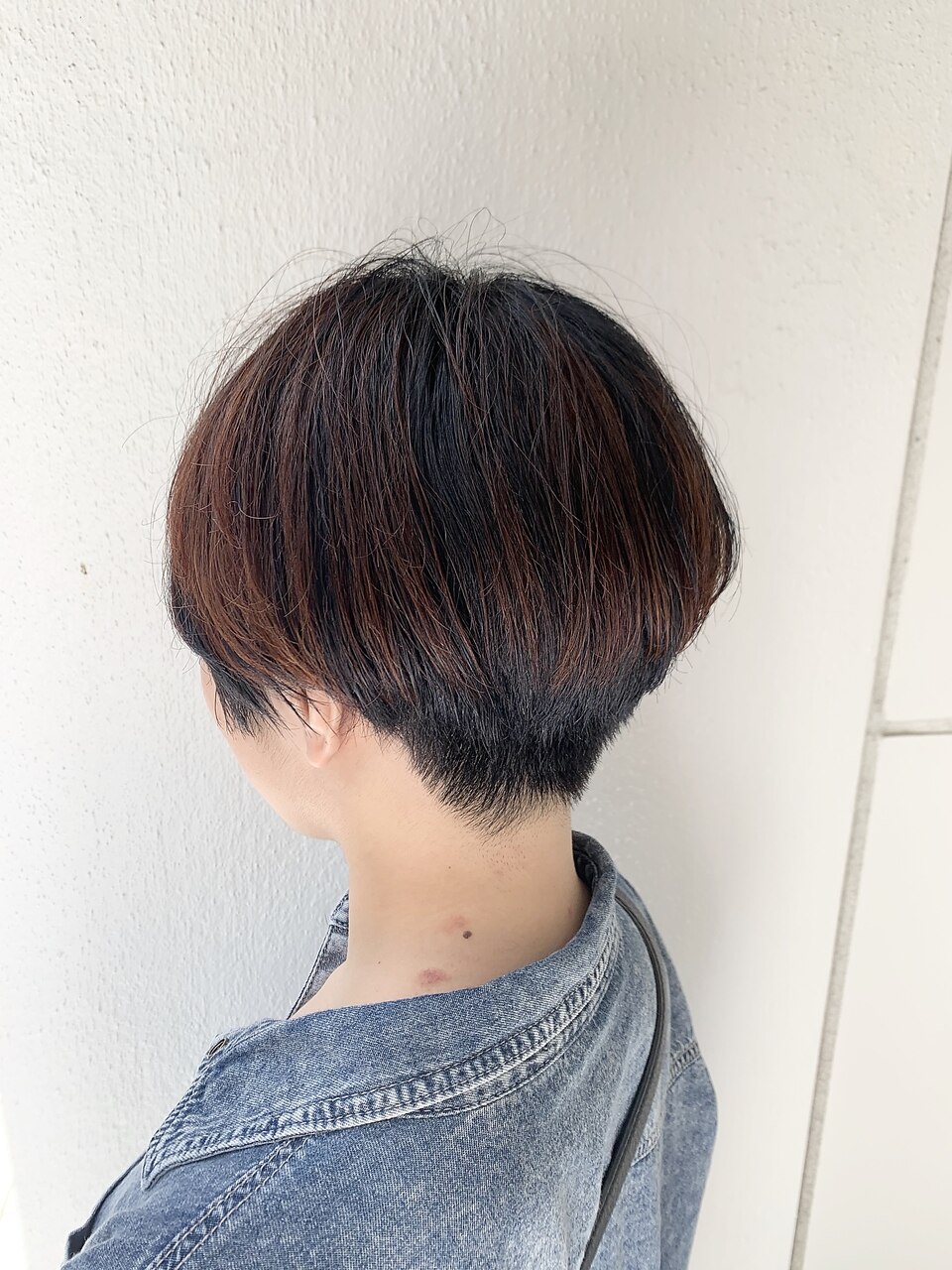 アンブレラカラー☆アシメショート×ダークネイビー×オレンジ