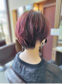 グラデーションピンク　バイオレット×丸みショート