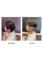 ヘアーメイク クーラ 行橋店(Hair make CURA)&nbsp;アップバングショート【ツーブロック刈り上げハイライト短髪】