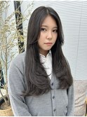 顔まわりカット/レイヤーカット/韓国/ロング/ウェットヘア