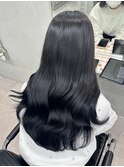 ブルーブラック 韓国風巻き髪スタイル