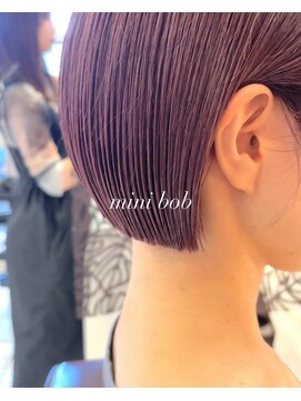 ヘアーアンドメイク サワ 上田本店(SAWA) 20代30代ミニボブピンクブラウン小顔美肌ストレート丸み