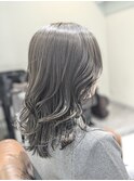髪質改善カラー×アッシュグレー×ミディアムレイヤー