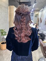 ヘアセット/ハーフアップ編みおろし/パーティーヘア/小顔/学割