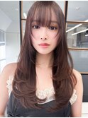 レイヤーロング20代30代40代大人可愛い毛先ワンカール後れ毛