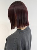 花田/ボブ小顔ブリーチなしダブルカラーワインレッド下北沢韓国