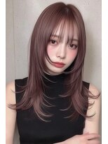 ノイエ 原宿 北参道(NoIE) ハイレイヤーバズカットシャギーバタフライカットチェリーレッド