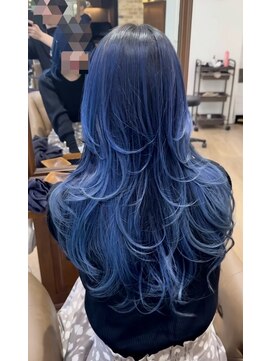 バタフライレイヤーバレイヤージュネイビーブルー