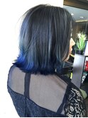 【リジェール黒川店】ブルージュ×裾ブルー×切りっぱなしボブ